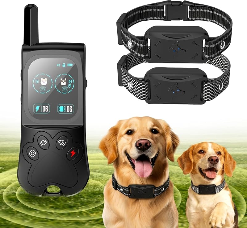 Cerca sem fio para cães com controle remoto e coleira IPX7 Ecoluminor LX-001 para 2 cães