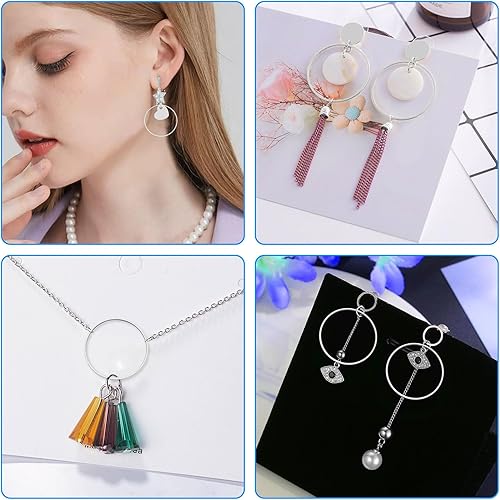 Miniatura 6 de 80 aros para la fabricación de joyas, aretes de 2.32 pulgadas (2.362 in), hipoalergénicos, redondos, redondos, con cuentas, marco colgante de bisel