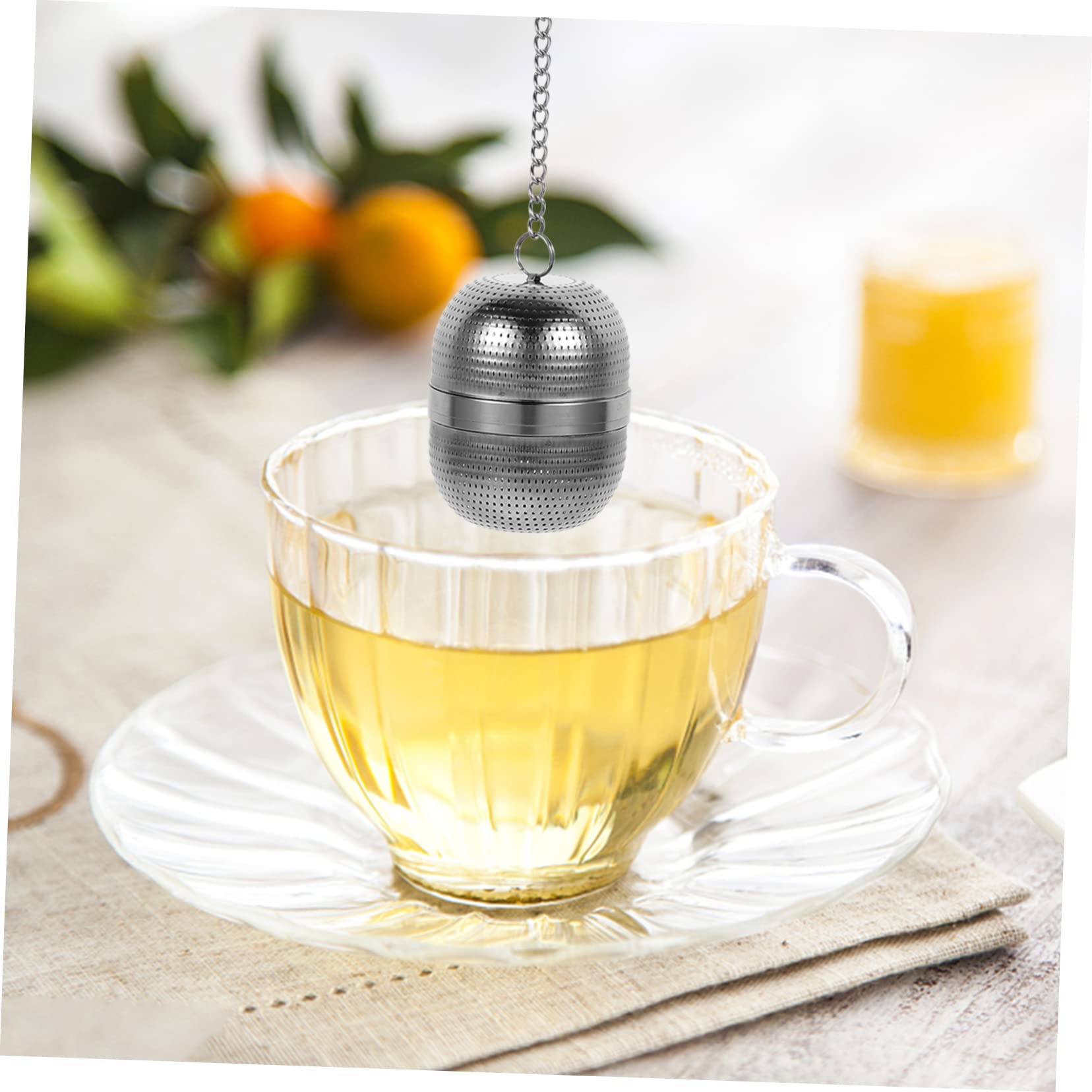 DECHOUS 4pièces Infuseur à Thé Réutilisable Acier Avec Filtre Pour Thé Avec Plateau Pour Maison Bureau