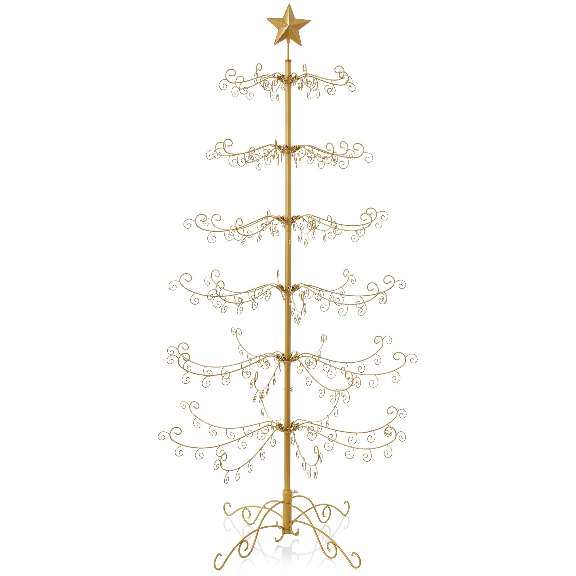 Casafield Ornament Display Stand - 6' Gold Wrought Iron Christmas Tree Ornament Holder