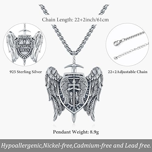 Miniatura 3 de Odinstone Collar de San Miguel - Medallas de San Cristóbal - Medallas de San Benito - Collar de Virgen María - Collar de Arcángel Miguel - Amuleto