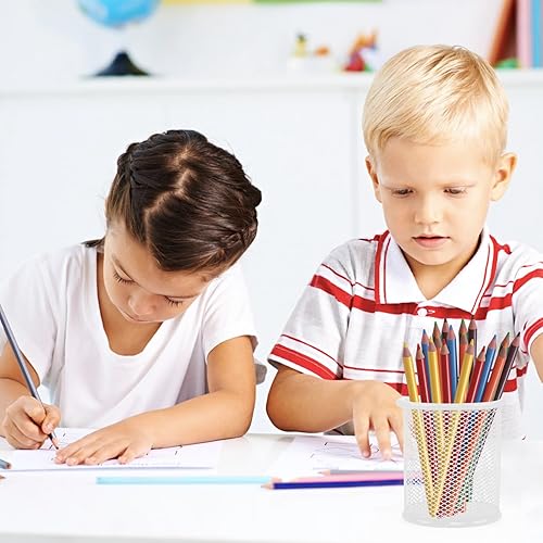 Miniatura 4 de Rocutus Portalápices, paquete de 8 soportes de malla para lápices, soporte de metal para lápices, soporte de accesorios de escritorio, taza de malla