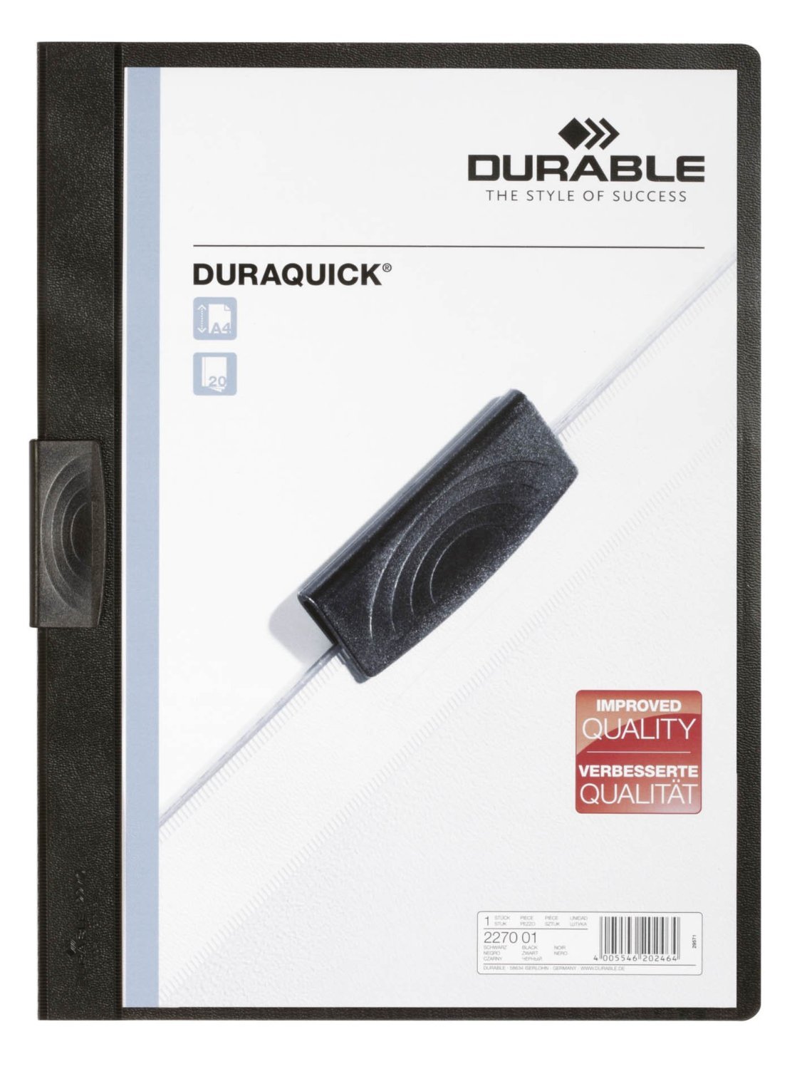 Durable Hunke & Jochheim Clamping Folder Duraquick®, Soft/Hard foil, 20 Sheets, Transparent Dark Blue