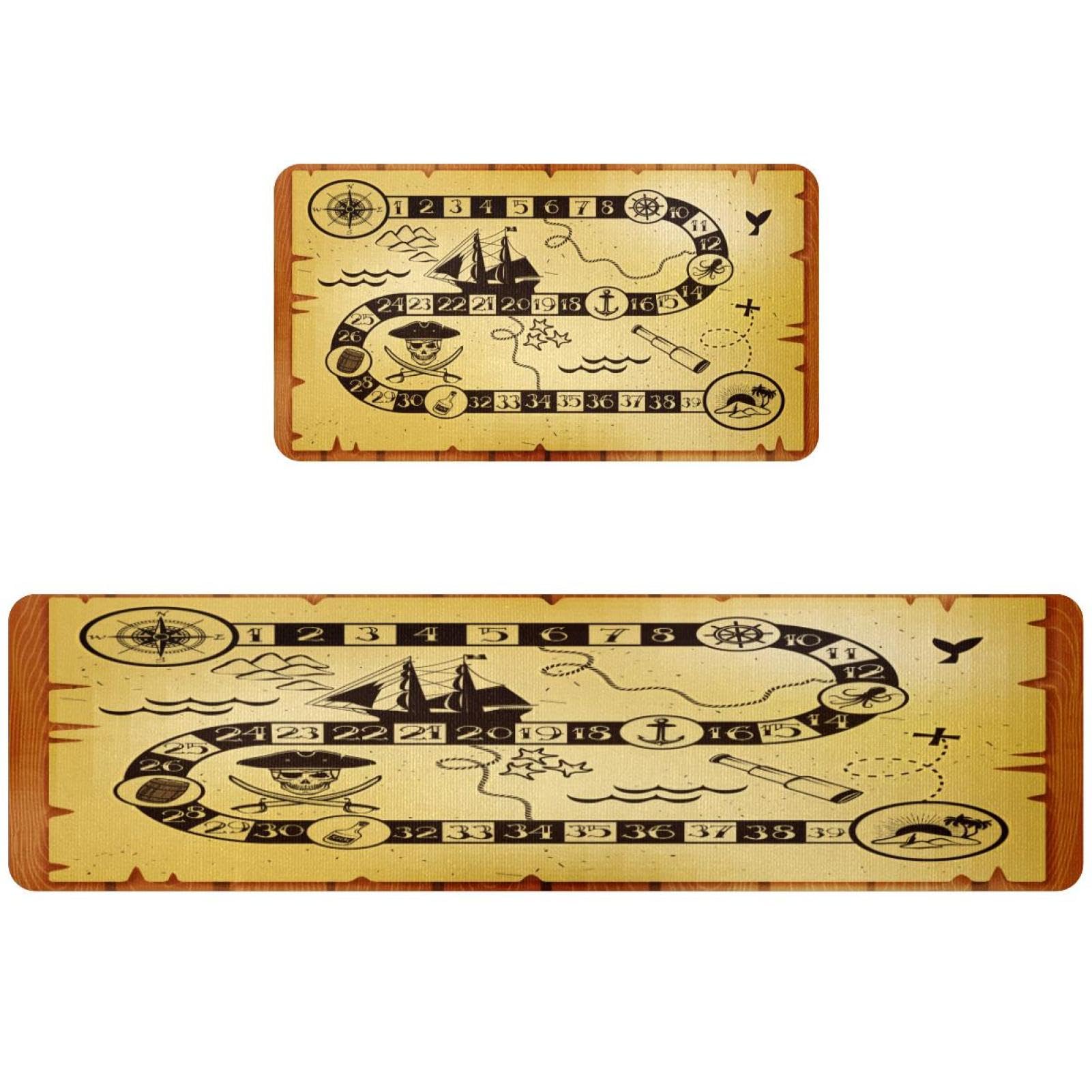 Alfombras de cocina vintage náuticas VAPOKF ideales para el pasillo y el cuarto de lavado
