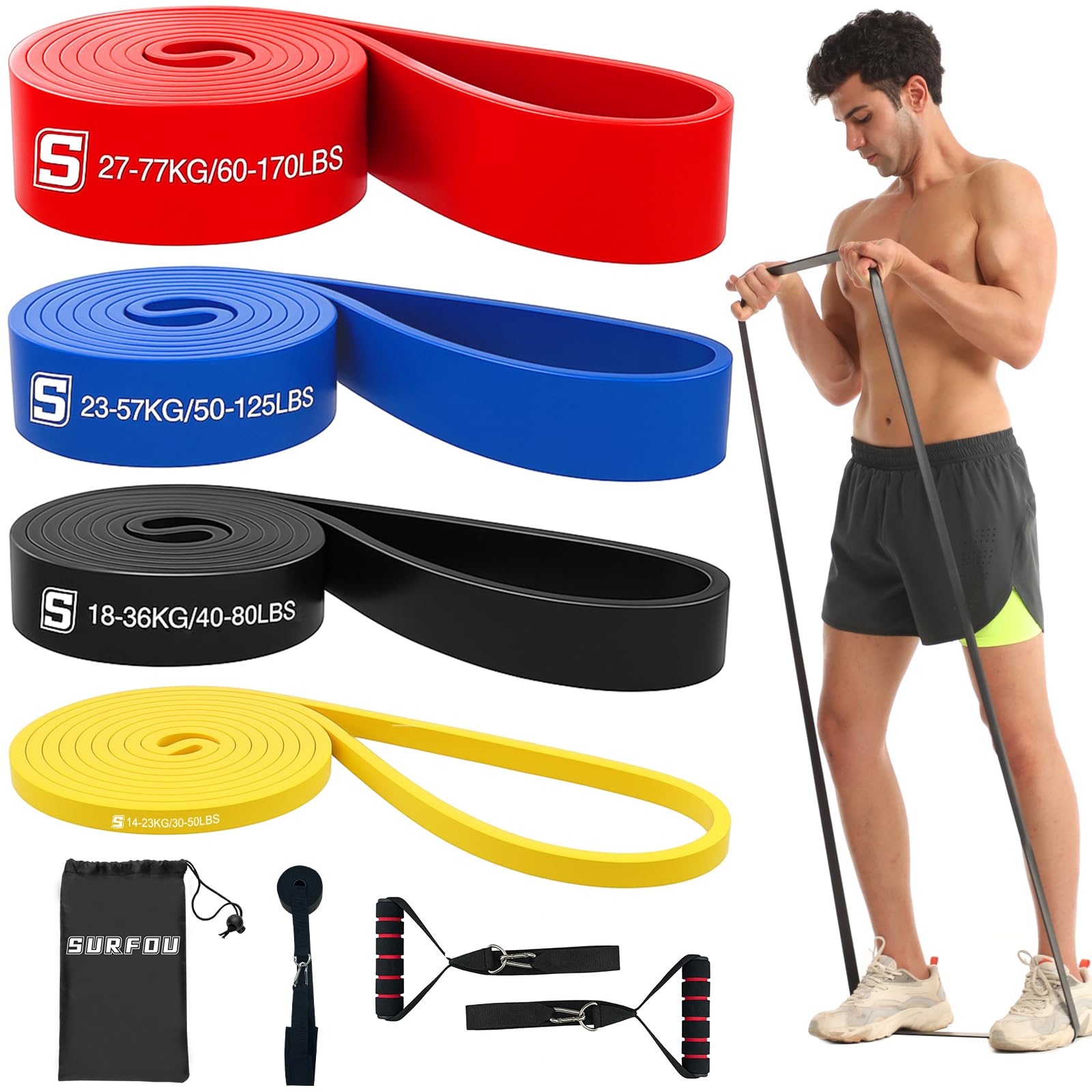 Amazon.co.jp: SURFOU トレーニングチューブ 懸垂 チューブ ダイエット