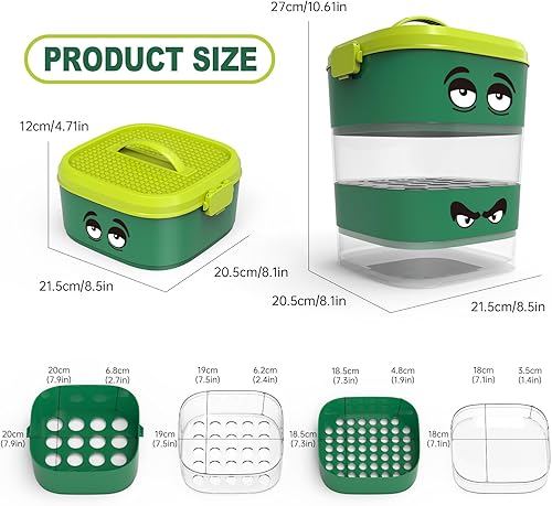 Miniatura 3 de Tamiz clasificador de bloques de juguete, bonita caja de ladrillos de almacenamiento portátil para bloques de Lego, clasificador de tres tamaños