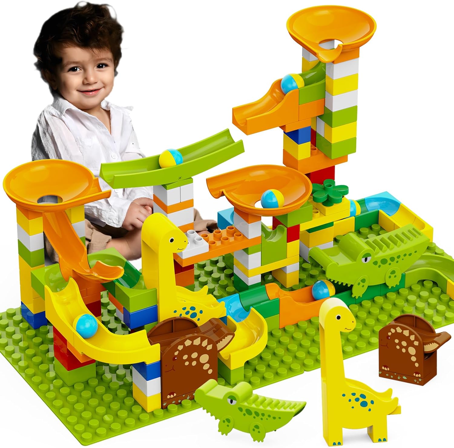 138Pcs Dinosaur Marble Run