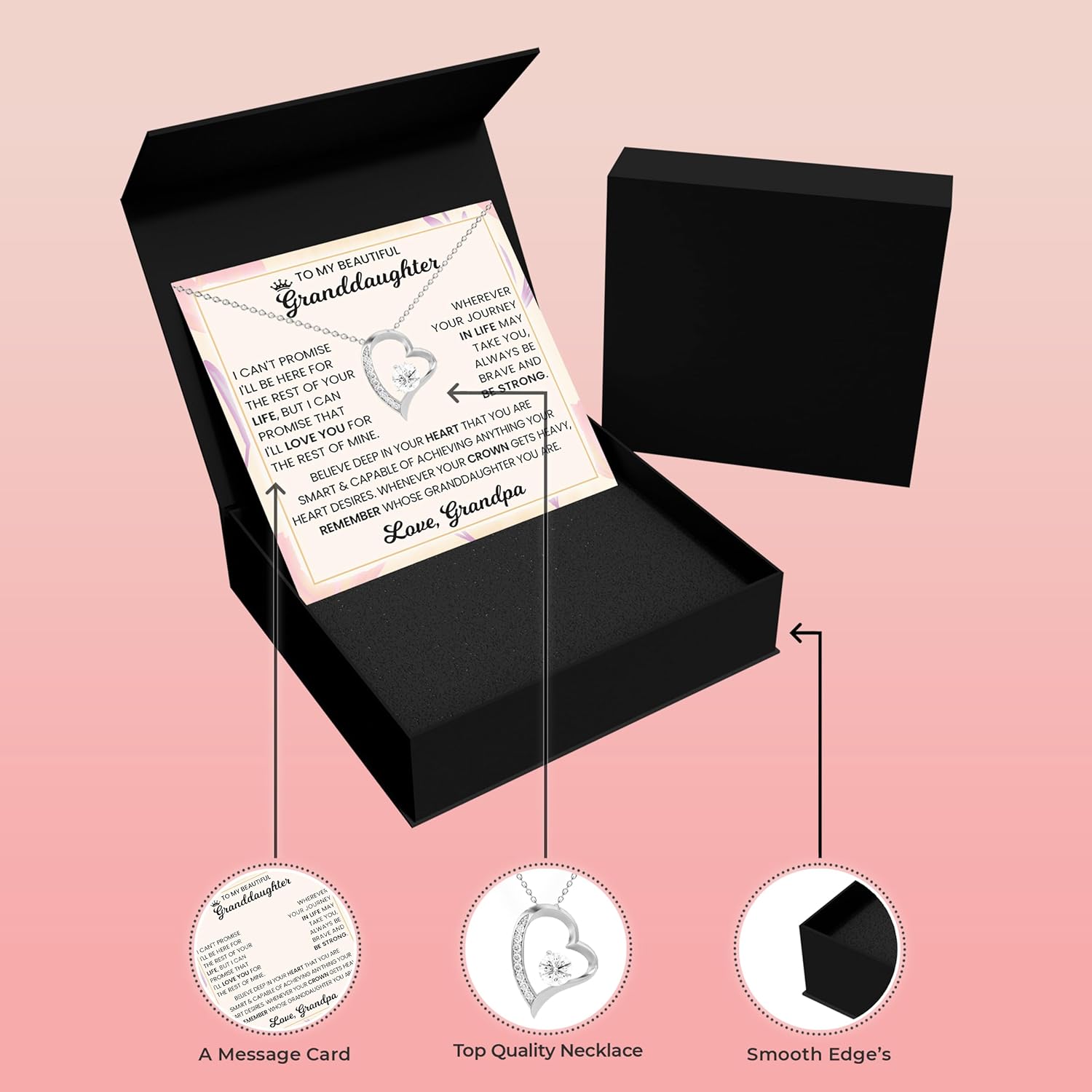 Granddaughter Necklace From Grandpa to Grandaughter Gift For Her Jewelry Present On Birthday, Mother's Day, Valentine's Day Or Wedding Day - Image 3