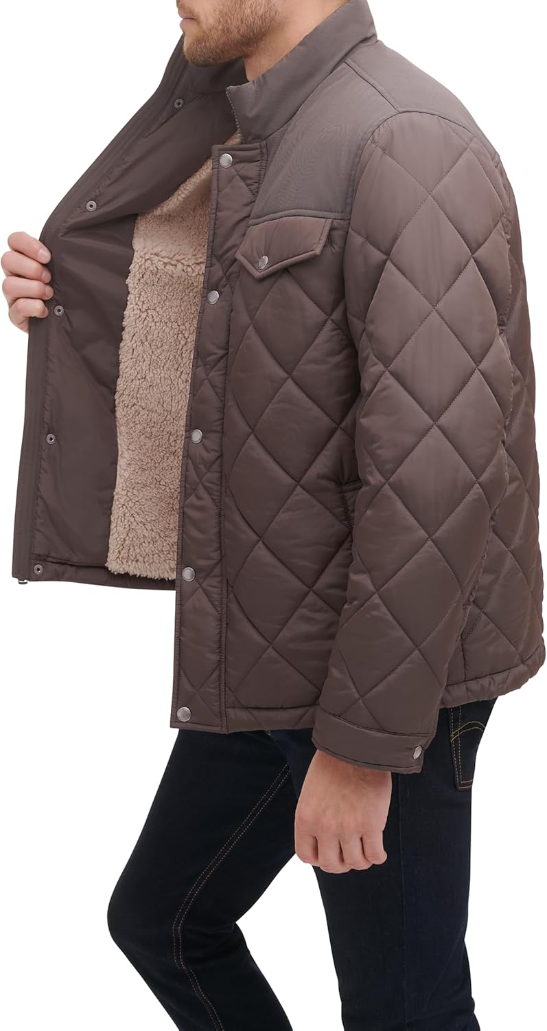 Cole Haan Men's 28" Tonal Mix Media Diamond With Faux Sherpa Lining - Image 3