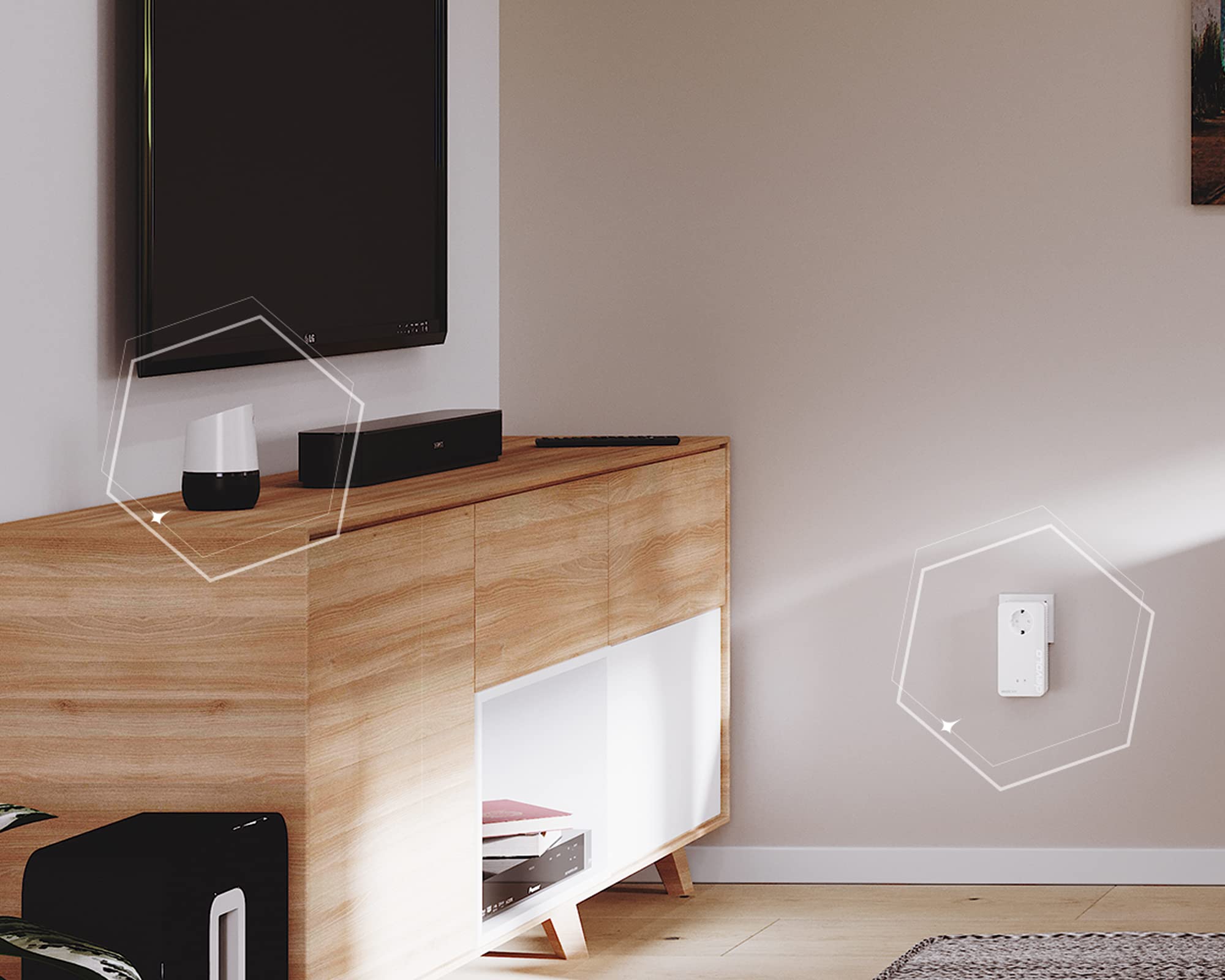 Devolo Mesh WiFi 2 – 1200 WiFi ac: 3 adattatori WiFi per Mesh WiFi in tutte le stanze, ideale per lo streaming (1200 Mbps, sistema tri-band, 5 prese LAN Gigabit)