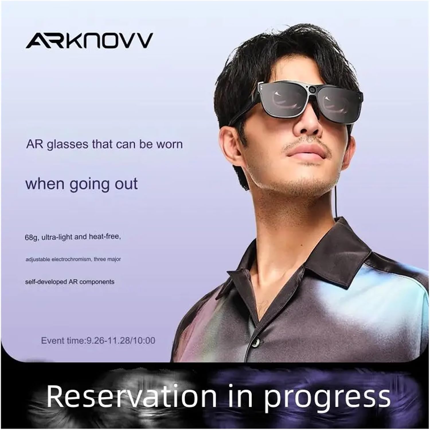AR Smart Glasses, Adjustable Electrochromic Portable XR Glasses, Non-VR Glasses All-in-one Machine, Red Ring Holder(Color:Black 20.5mm) image 2