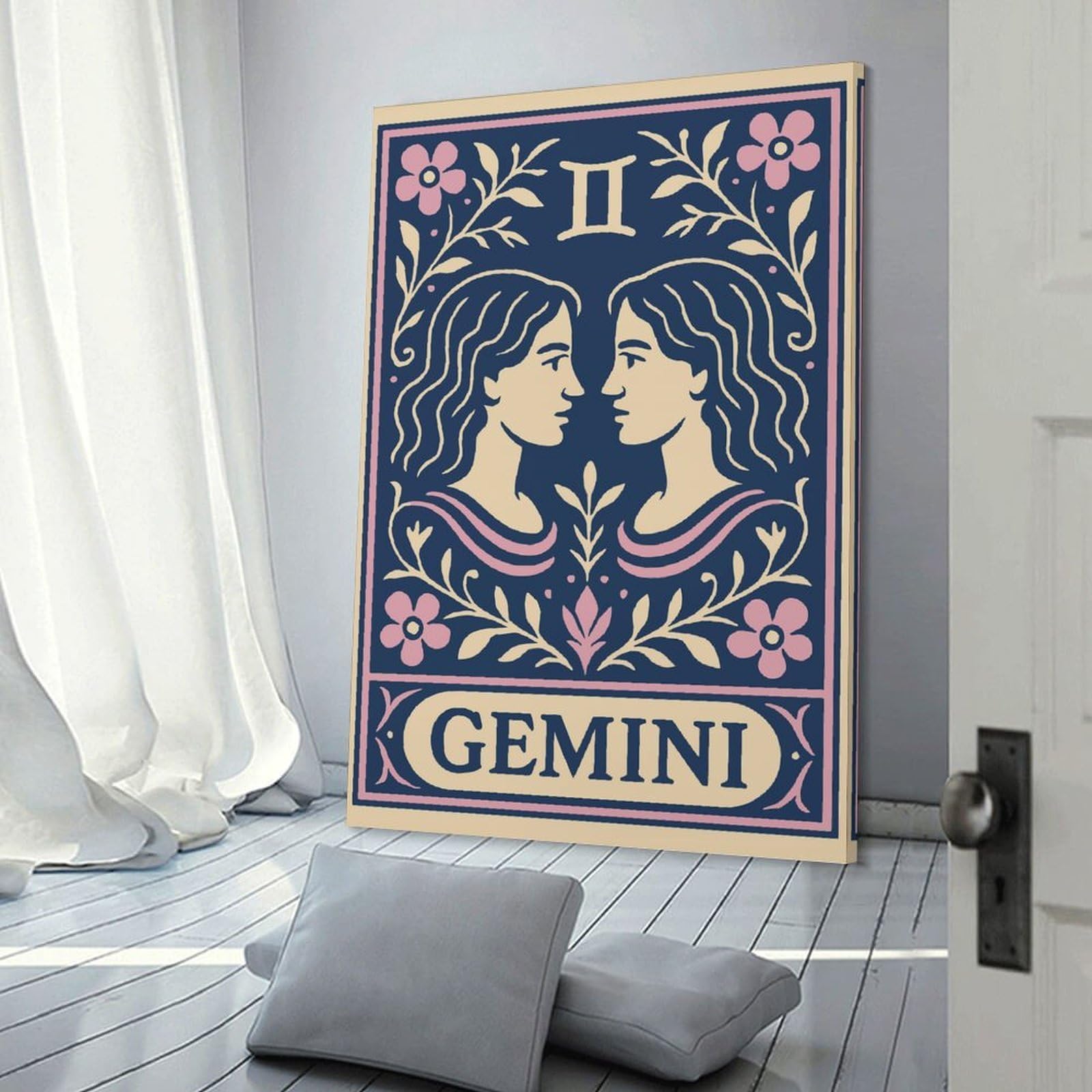 Junmoney Gemini Zodiac Art Hanging Wall Art, 24x36inch(60x90cm), for Entryway, Lounge Links Or Small Walls, Home Artwork for First Impressions