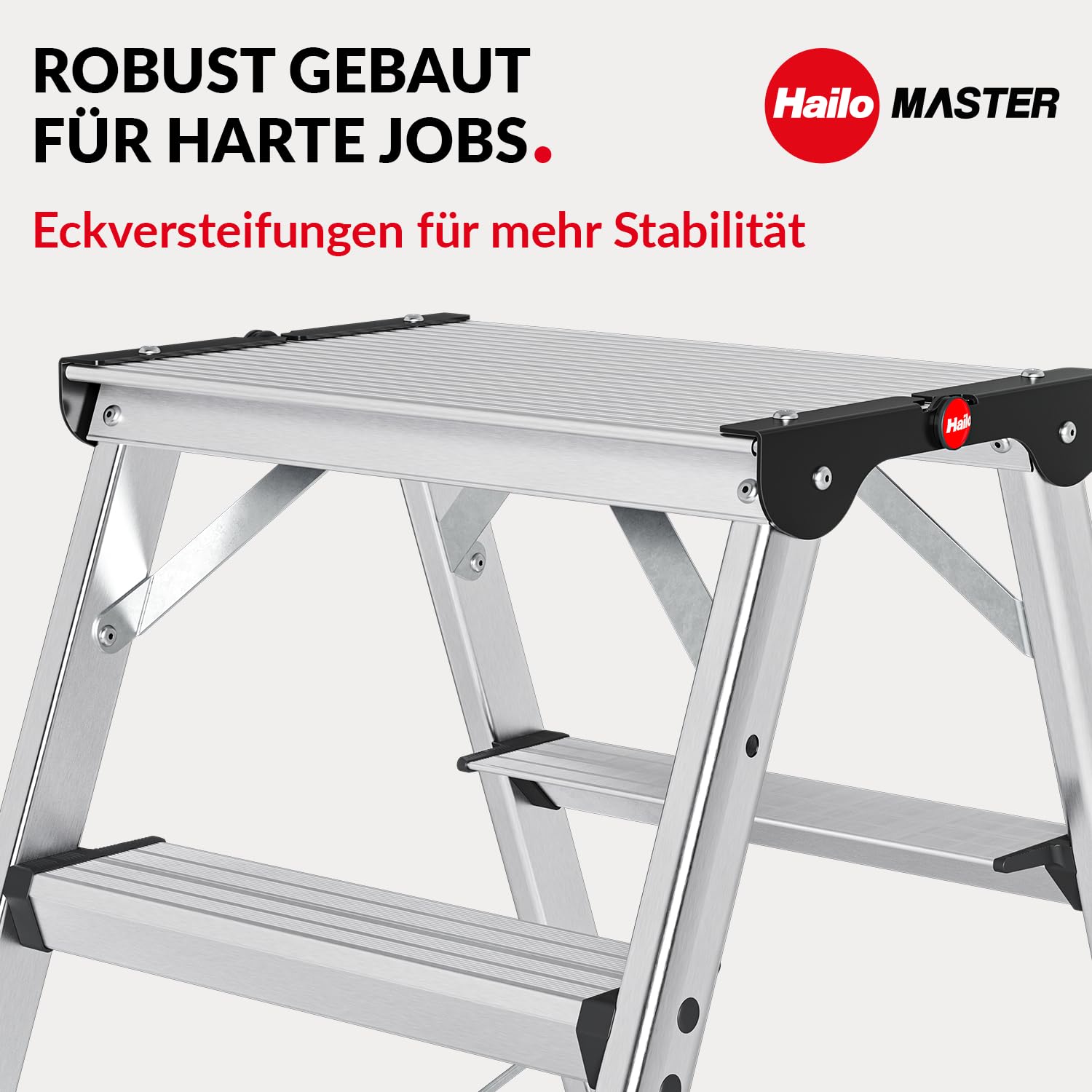 Hailo Master DTL100 Topline Teleskopleiter - ausziehbare, klappbare Aluminium-Leiter - Höhe verstellbar bis 1,31 m - 2 x 4, 5 oder 6 Stufen nutzbar - Gewicht: 8,9 kg