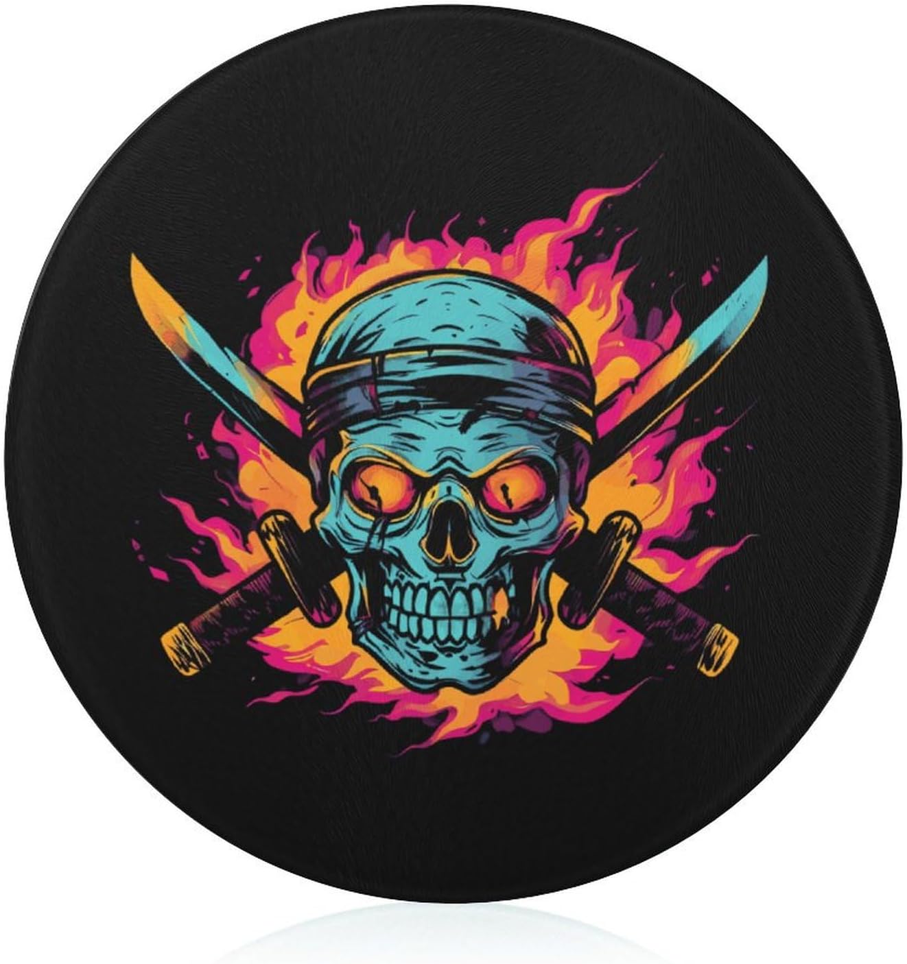 Angry Skull Flame Kitchen Cutting Board Glass Chopping Block for Meat Vegetables and Fruits Ideal Home Gifts