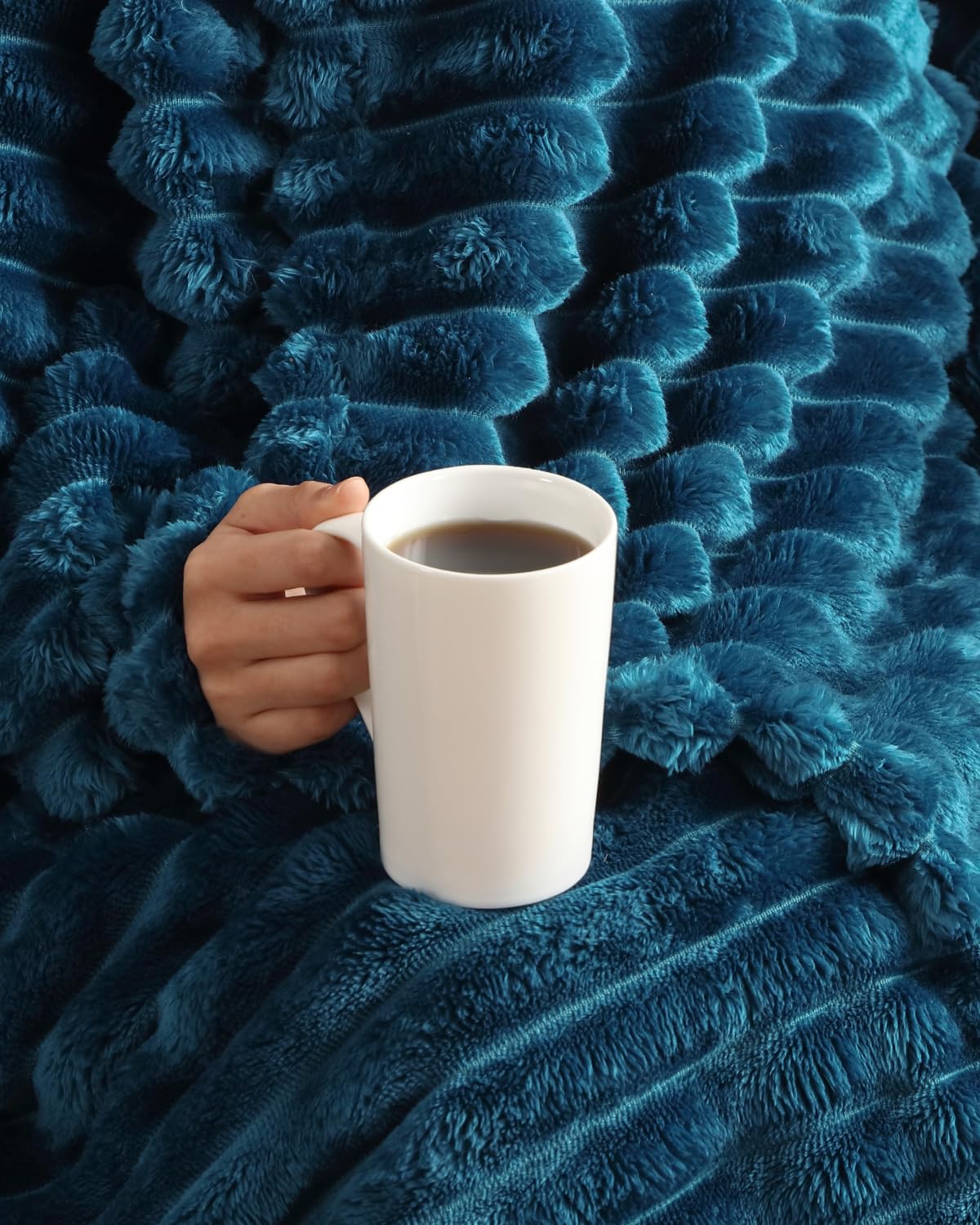 Super Soft Fleece Blanket Throw Size - Fleece Throw Blanket for Bed, Couch & Chair - Cozy, Warm & Breathable - All Season Fuzzy, Cute Decor, Microplush Bedding for Women, Men and Teens - 50x60, Navy — view 5