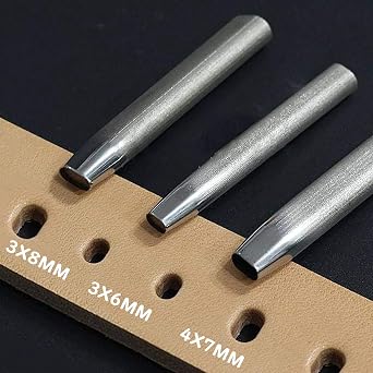 Hole Punch Oval Punch Leather Craft Punch Punch Oval Shape DIY Tool Hole Punch Tool 3-Piece Set 3x6mm 3x8mm 4x7mm