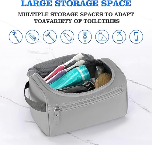 Miniatura 7 de Neceser de viaje colgante, kit Dopp para afeitar, bolsa de lavado para hombres, organizador de maquillaje cosmético para mujeres, Gris, Neceser