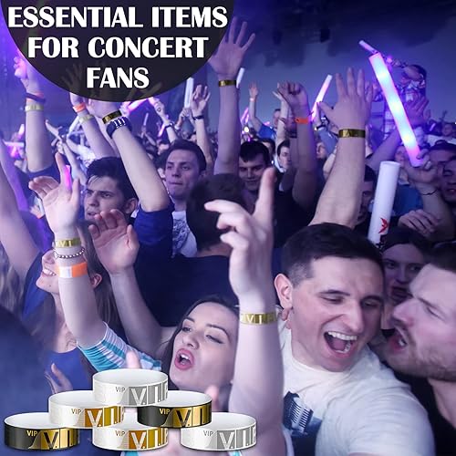 Miniatura 6 de Epakh 1200 pulseras VIP de papel, ligeras, para eventos, fiestas, brazaletes impermeables de colores para conciertos de niñas y niños (plata, oro,