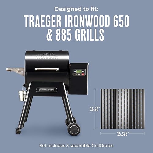 Miniatura 2 de GrillGrate para Traeger Ironwood 650 y 885  Accesorios para parrilla Traeger  Rejillas de sellado para parrilla de pellets  Aluminio anodizado duro