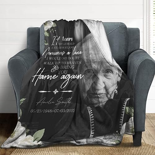 Miniatura 5 de Artsadd Manta conmemorativa personalizada con fotos por pérdida de madre, papá, abuela, hijo, hija en el cielo, mantas de memoria personalizadas,