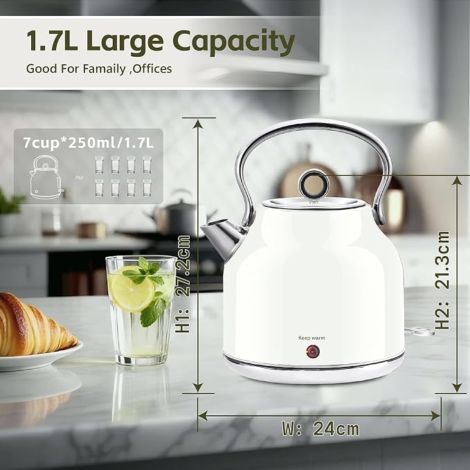 Hervidor eléctrico de acero inoxidable 1.7L con función de mantenimiento de calor miniatura 2