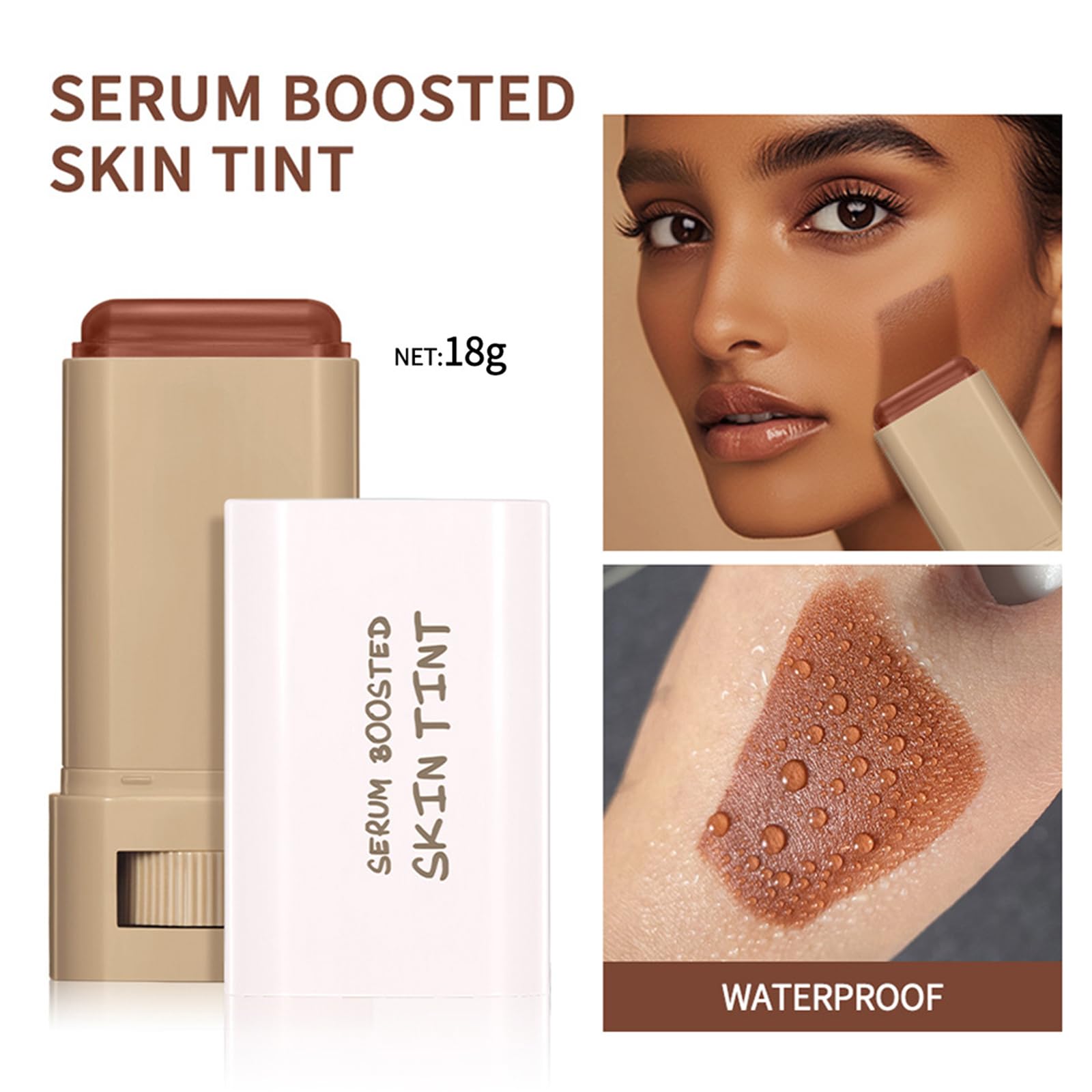 Tinted Moisturizer Stick, Beauty Balm Serum Boosted Skin Tint Concealer, Solid Serum for Boost Skin Tint - Image 3