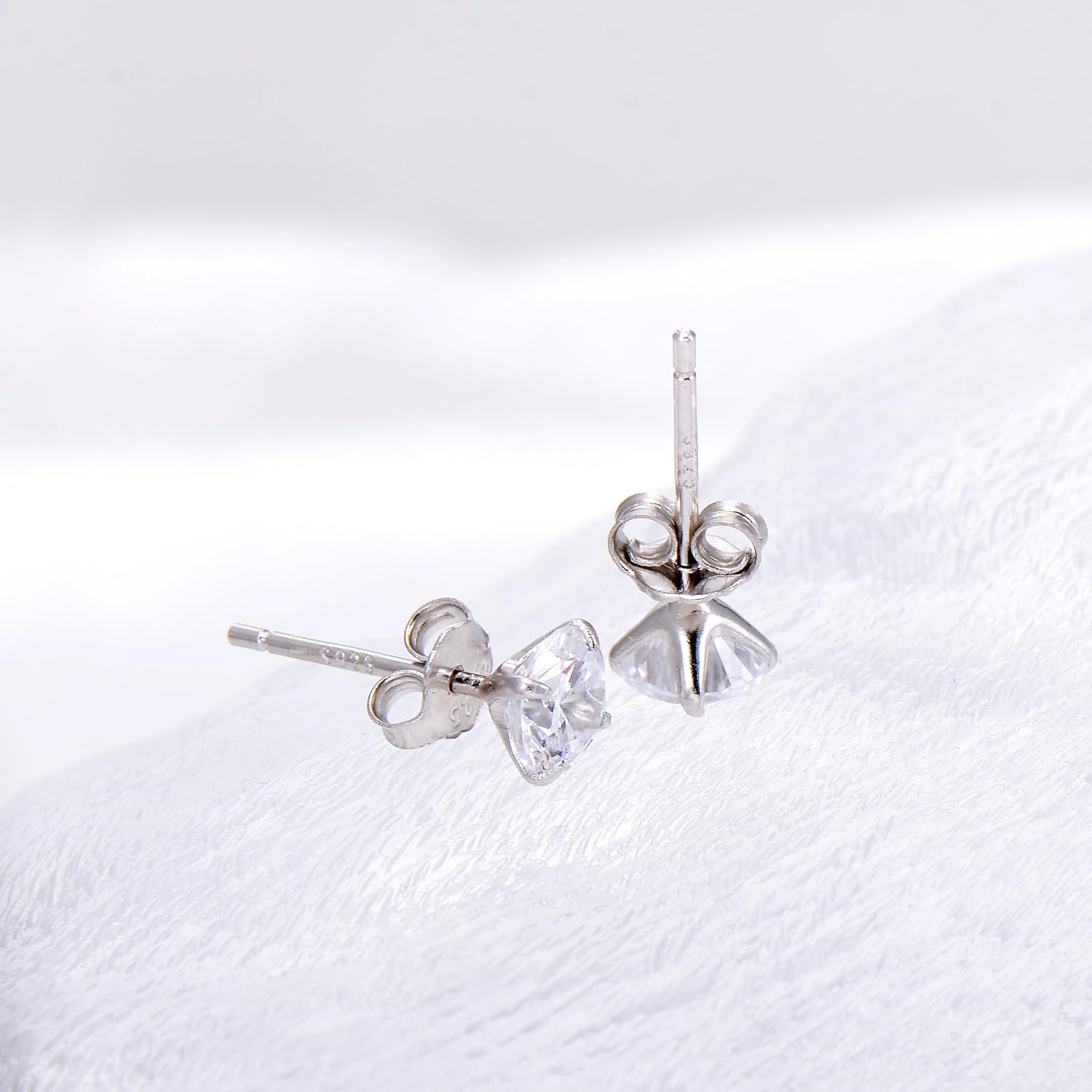 3 Pairs Color Zirconia Earrings Studs, Sterling Silver Studs Earrings Set 3MM 4MM 5MM - Image 3