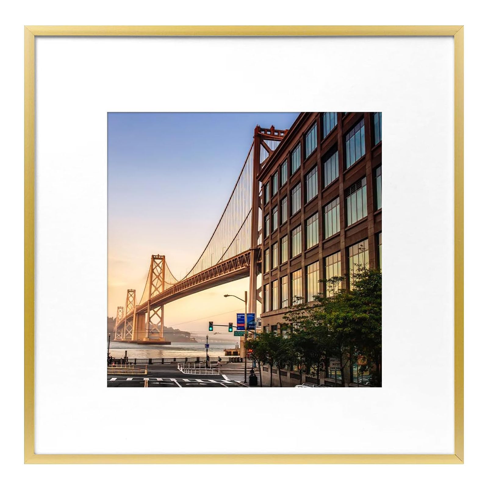 Frametory, 12x12 Aluminum Picture Frame - 12 x 12 Gold Frame with Removable Mat for 8 x 8 Photo - 12 by 12 Durable Metal Frame with Real Glass - Sawtooth Hanger for Easy Wall Display - 1 Pack