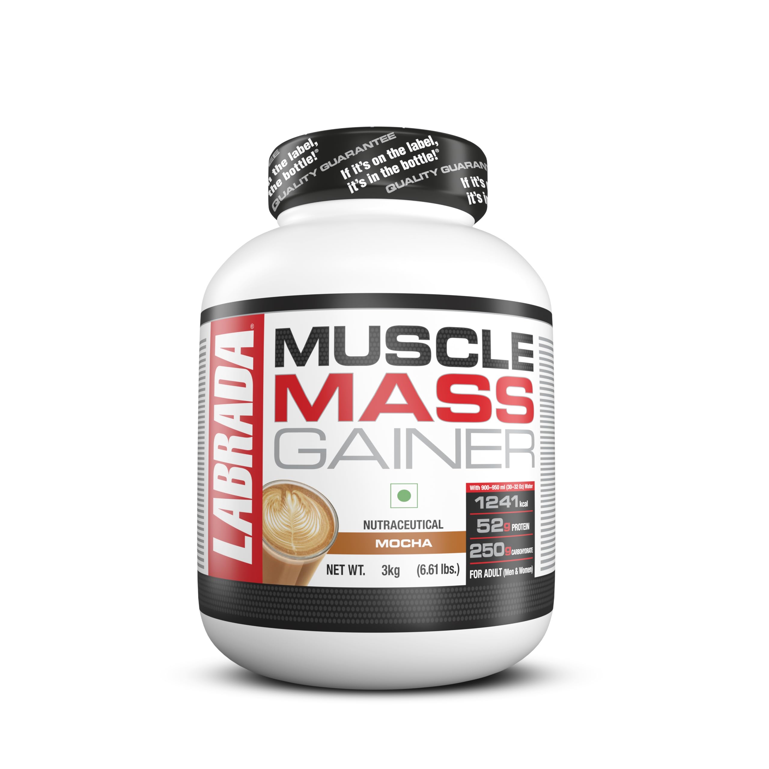 Labrada Muscle Mass Gainer | 52g Protein, 250g Carbs, 1g Creatine per Serving |Weight Gainer Powder, 3 kg Mocha