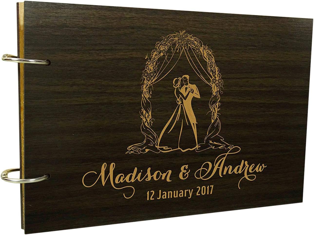 Darling Souvenir Handmade Wood Engraved Couple Photo Album Personalised Wedding Rustic Guestbook
