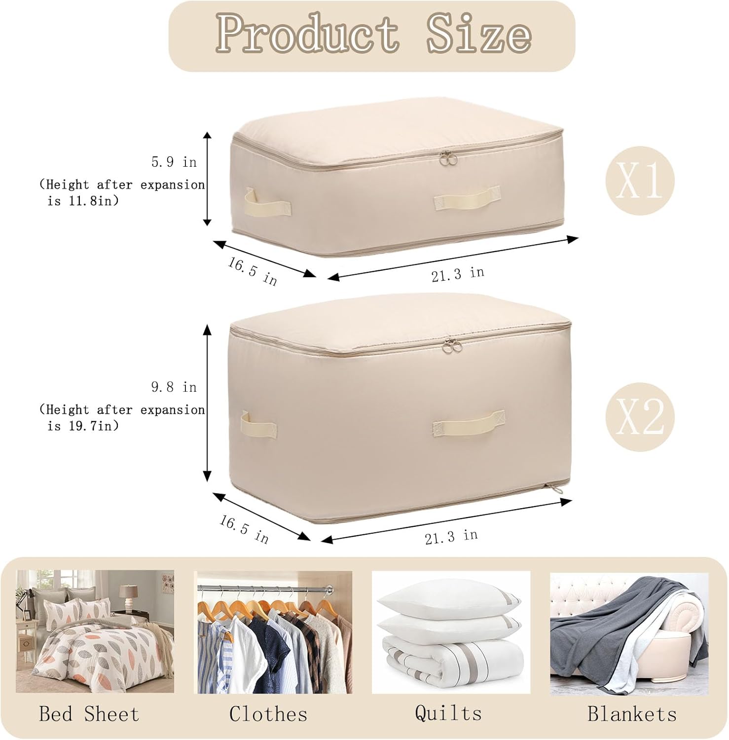 超省スペース自己圧縮オーガナイザー3点。2025年新作掛け布団収納バッグ、高耐久引っ越しバッグ、洗濯可能な圧縮袋。掛け布団ブランケッ