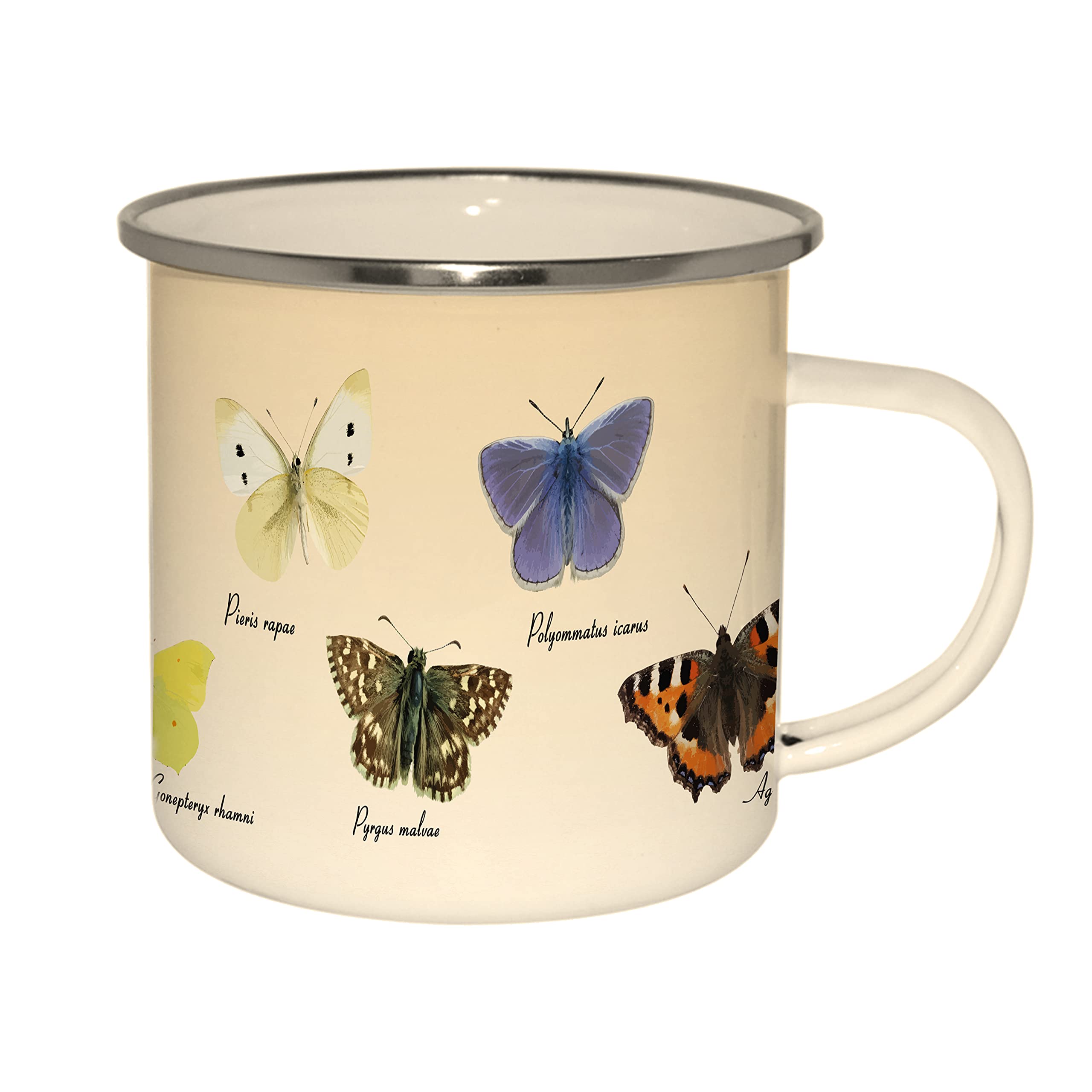 MAISONICA Enamel Mug Butterfly Stainless Steel Outdoor Camping Caravan Fishing