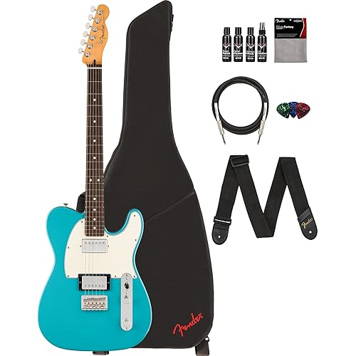 Fender Player II Telecaster HH - Aquatone Blue Bundle with Gig Bag, Strap, Cable, 3-Pack Picks and Guitar Cleaning Kit