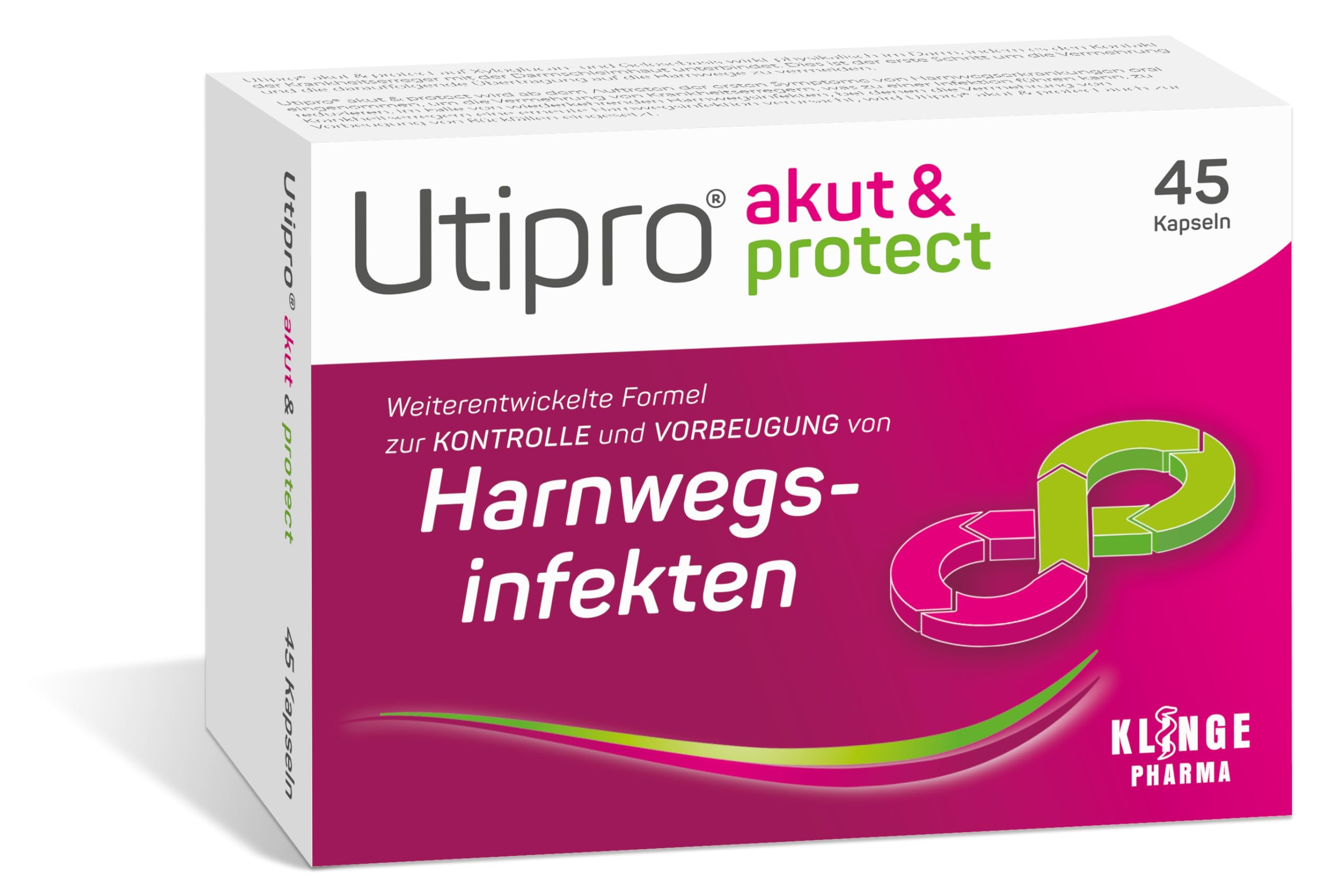 Utipro Akut & Protect, 3-Fach Stark Bei Akuter Und Wiederkehrender Blasenentzündung, Akut Und Vorbeugend, Unterstützend Bei Antibiotika-Therapie, Reduziert Die Bakterien In Blase Und Darm, 45 Stück