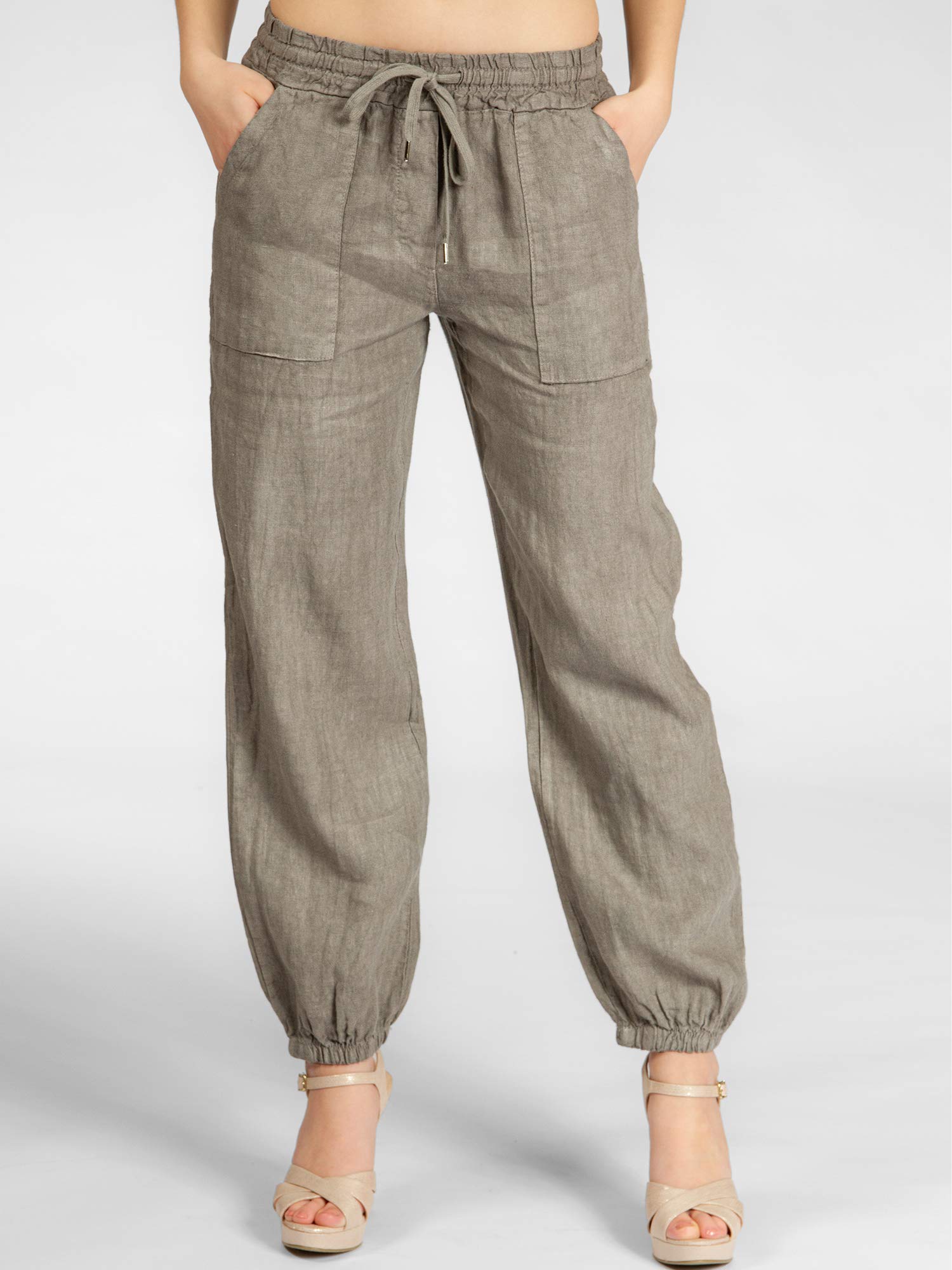 Caspar KHS051 Elegante Damen Casual Sommer Leinenhose