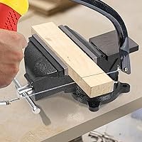 Vista 7 de Tornillo de banco resistente de 6 pulgadas, base giratoria de 360° con abrazadera de yunque de acero fundido, abrazadera de mesa vicio