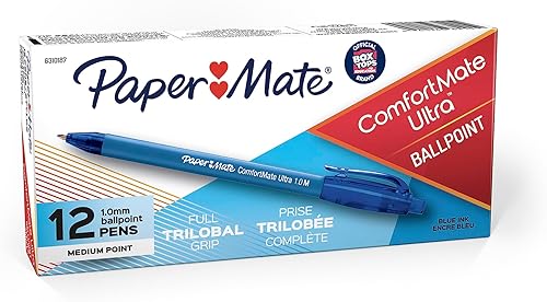 Miniatura 4 de Paper Mate 6310187 ComfortMate - Bolígrafos retráctiles, punta media, color azul, 12 unidades