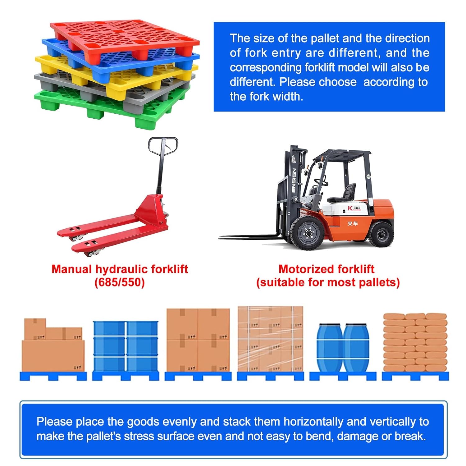 Plastic pallets, Plastic pallets for Basement Storage, Shipping Grid Pads, for All Kinds of Warehouses(Red,120x80cm)