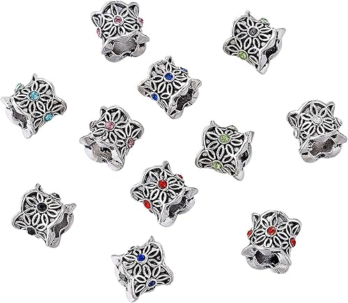 Vista 24 de Beathoven Cuentas europeas de diamantes de imitación tibetanos aptos para hacer pulseras de joyería europea, dijes, collares, dijes de colores Barrel