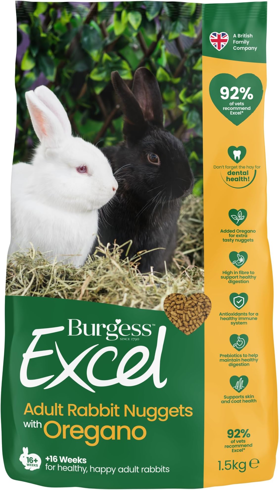 Burgess Excel Rabbit Adult Oregano, 1.5 kg,Green