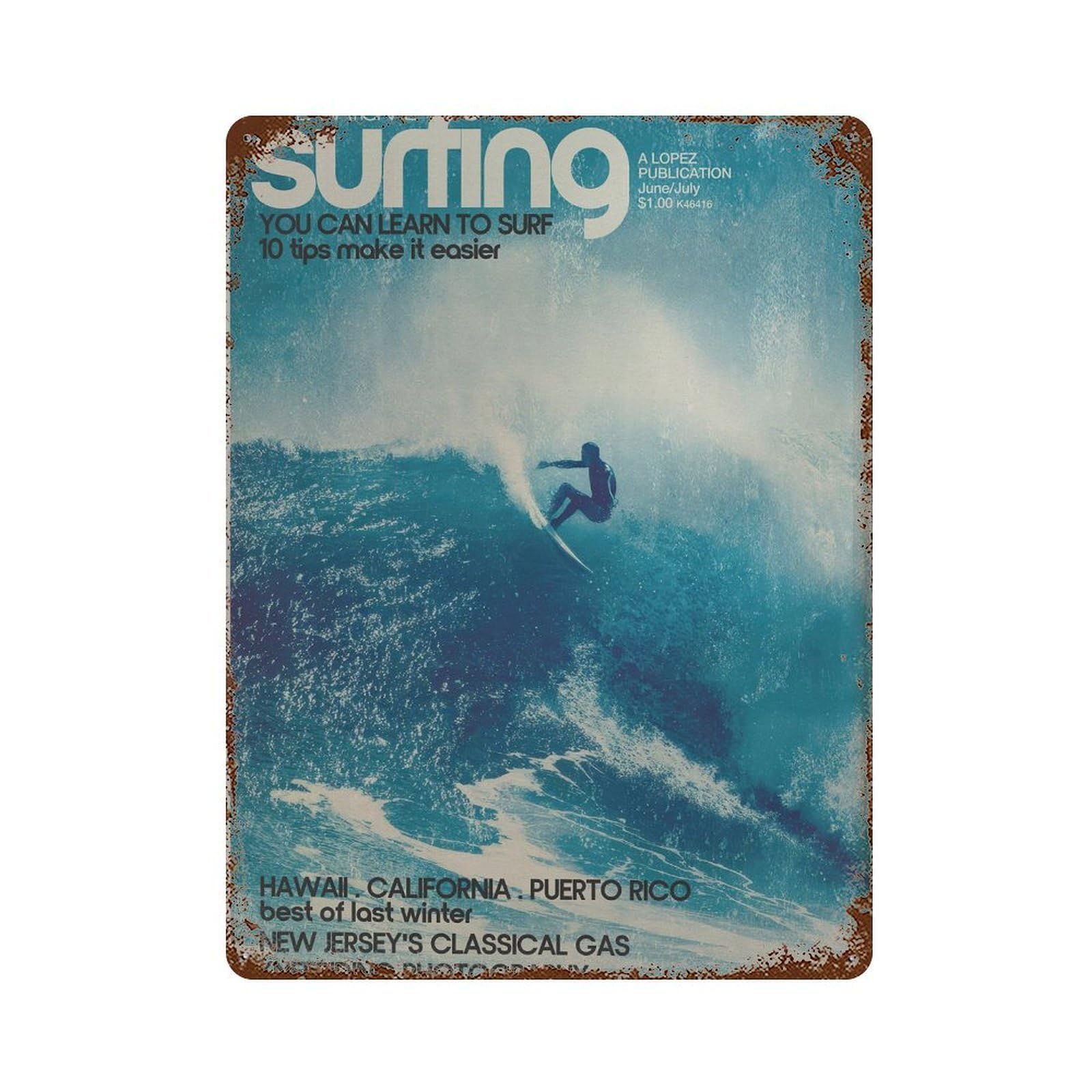 xiaoxiaoshen Surfing Action. Coastal Wall Decor Art Metal Tin Poster Modern Home Decor Art Home Bar Shop Decorations Vintage Sign 40x30cm