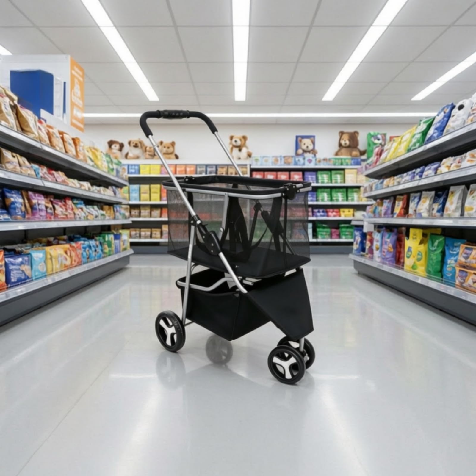 Carrello Spesa Pieghevole Salvaspazio Carrello con Cestino a Rete Portatile per Commissioni, Passeggiate