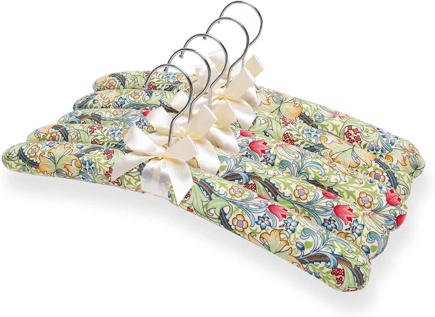 Xiabing 38CM Padded Fabric Clothes Hangers with Satin Bow (WaterGarden, 5)