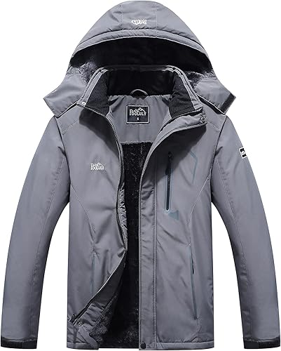 Pooluly - Chaqueta impermeable de invierno, esquí, snowboard, para hombre, con capucha, rompevientos.