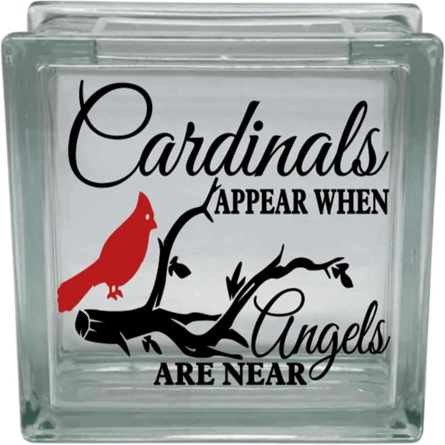 Cardinals Appear When Angels are Near Glass Block Decal, Memorial Decor with Red Cardinal Design (Glass Block Not Included)