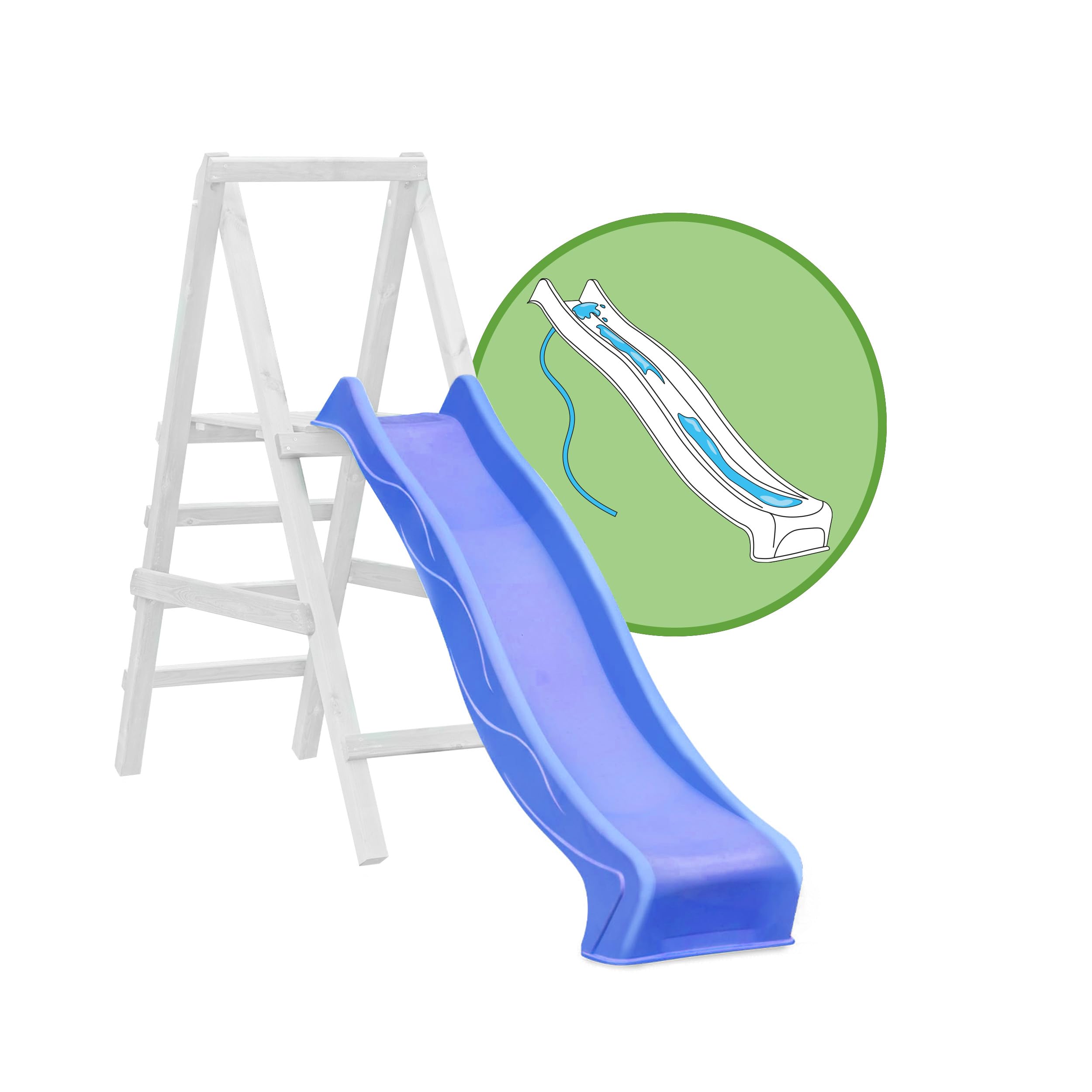 Gartenwelt Riegelsberger Wellenrutsche 290 cm Blau Wasseranschluss Anbaurutsche Podesthöhe 150 cm Kinderrutsche Spielturm Schaukel