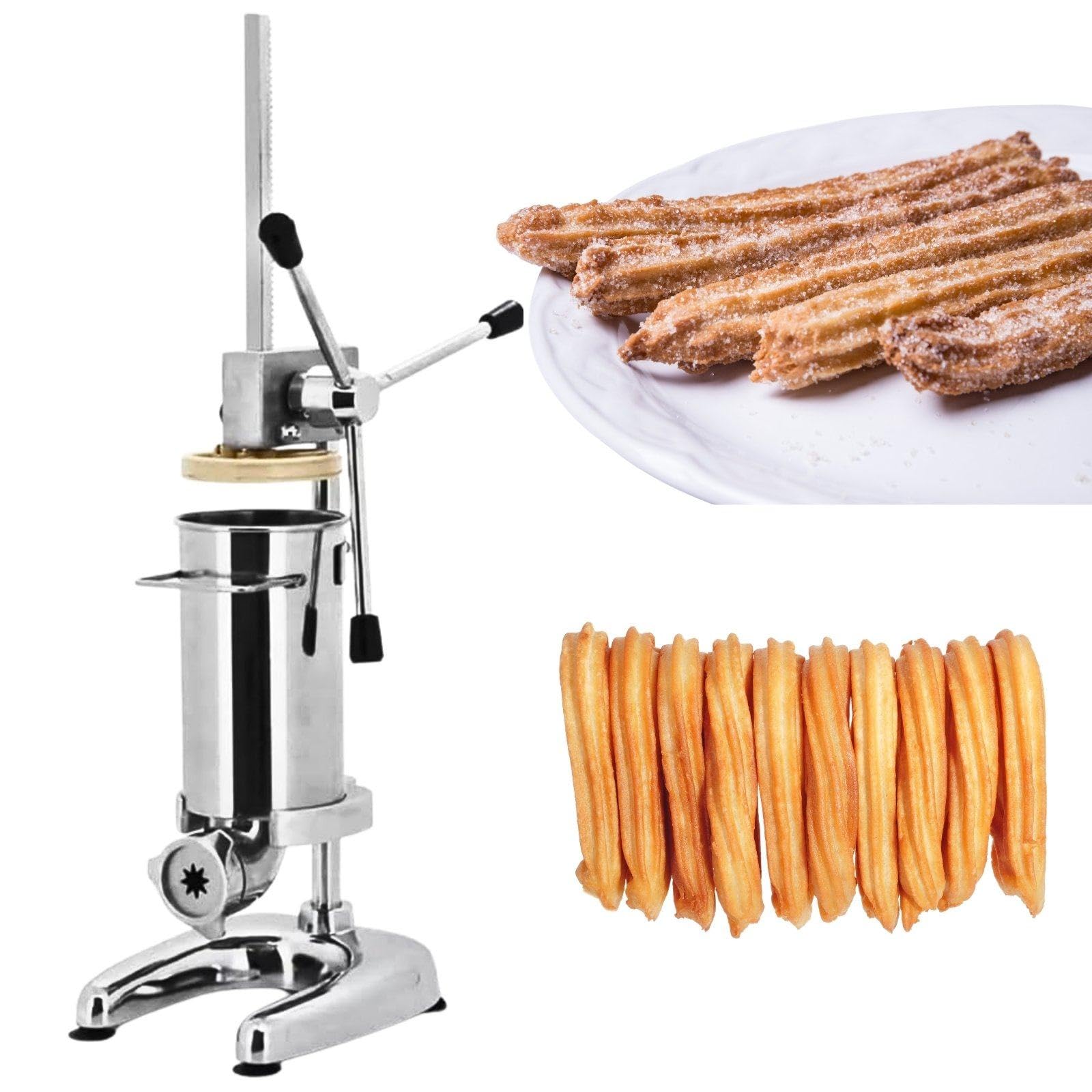 Machine À Churros Professionnelle avec 5 Moules et Cuve Amovible, Presse à Churros Espagnols Verticale pour Boulangeries et Food Trucks 2L