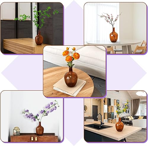 Miniatura 4 de Jarrón alto de vidrio transparente para ramas, jarrones de vidrio para centros de mesa en decoración del hogar (S-ámbar)