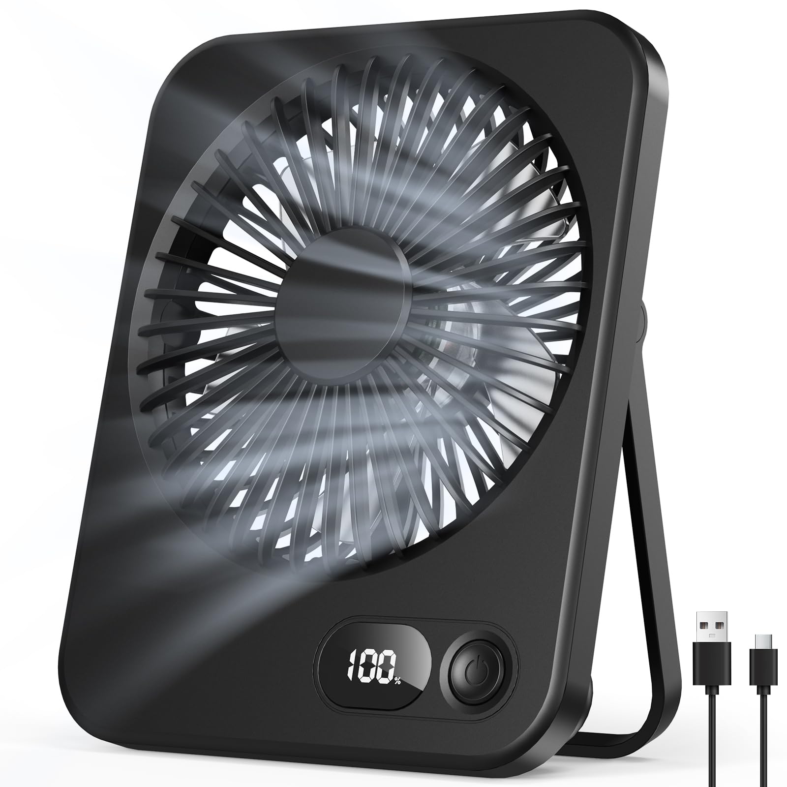 Handventilator - Tragbarer Ventilator mit 120 Stufen, LED-Display, Sicherheitsverriegelung, 3000mAh, USB Mini Ventilator mit Akkur für Reisen, Büro, Zuhause,Schminken