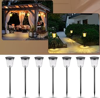Solar Lights for Outside 7 Pack, Super Bright Solar Pathway Lights Waterproof,Up to 14 Hrs Auto On/Off Solar Garden Lights, Solar Powered Landscape Lighting for Path Yard Garden Walkway